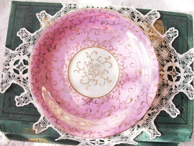 Vintage Tea Cup Footed Pink Pearl Gold  MOP Japan Mid Century Tea Gift Victoria Downton Abbey Cottage Shabby Chic Tea WhenRosesBloom