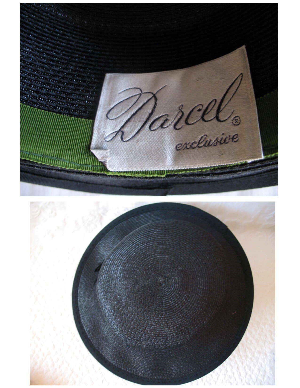Vintage Black Straw Hat Sailor Panama Boater Classic  Elegant  Retro Style Princess Diana Duchess Kate Miss Phyrne Fisher  WhenRosesBloom