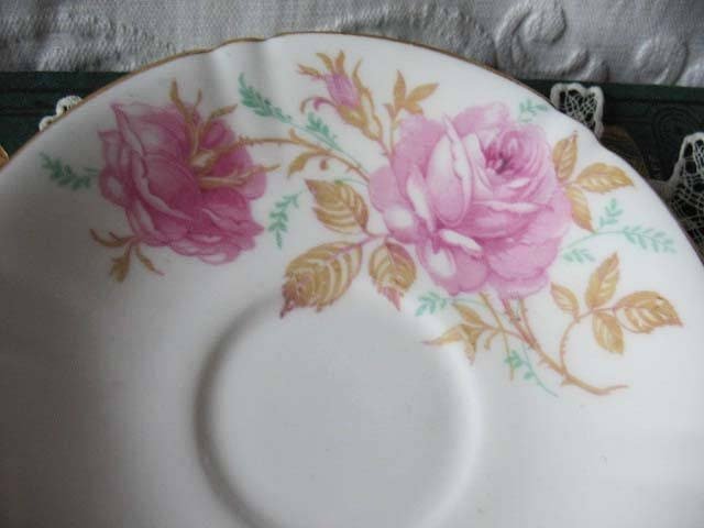 Tea Cup Pink Roses English Bone China Vintage Retro Tea Gift Mid Century Shabby Chic Farmhouse Jane Austen Downton Abbey WhenRosesBloom