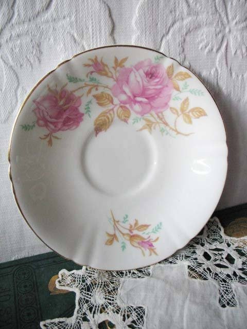 Tea Cup Pink Roses English Bone China Vintage Retro Tea Gift Mid Century Shabby Chic Farmhouse Jane Austen Downton Abbey WhenRosesBloom