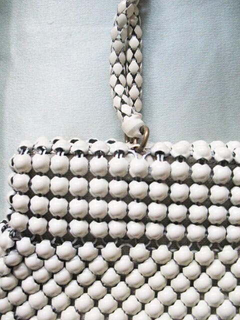 Vintage Whiting Davis Purse White Enamel Beaded 1960s Retro Wedding Evening Wear Classic Mod  Vintage Women's Accessories   WhenRosesBloom