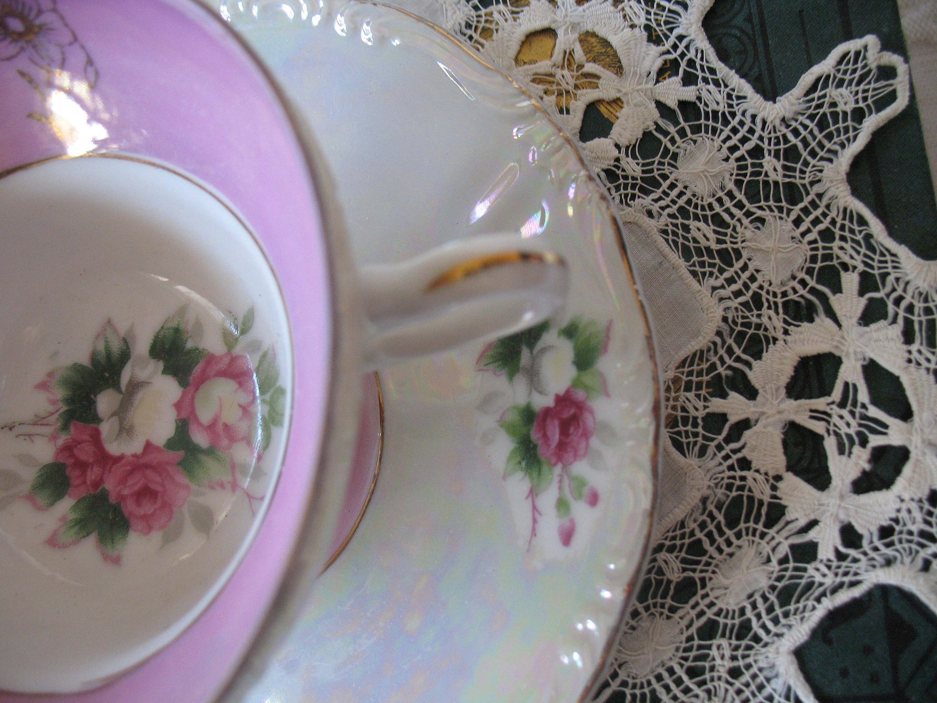 Vintage Tea Cup Footed Pink Roses MOP Pearl Made in Japan Retro Tea Party Gift Mid Century Cottage Shabby Chic Farmhouse   WhenRosesBloom