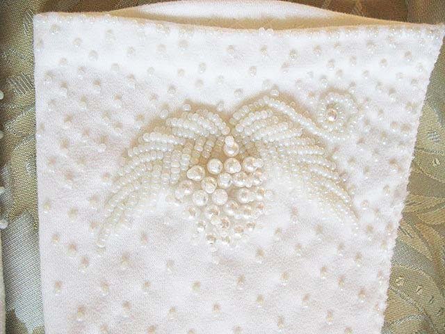 Gloves White Beads Size 6.5 Vintage Wedding Tea Dance Evening Retro Mid Century Hollywood Glamour Cosplay Free Ship US   WhenRosesBloom