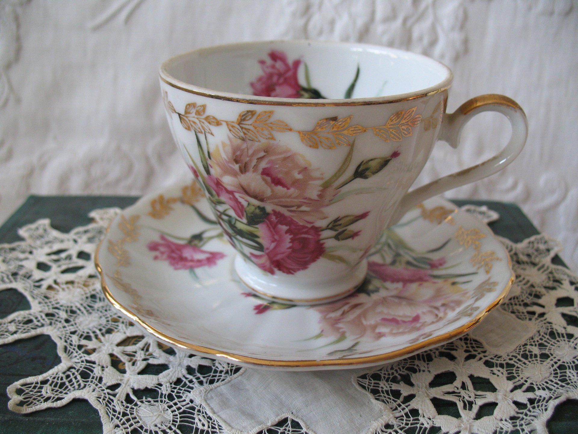 Vintage Tea Cup January Pink Carnations Japan Retro TeaTime Dainty Tea Time Gift Birthday Floral Tea Mid Century Shabby Chic  WhenRosesBloom