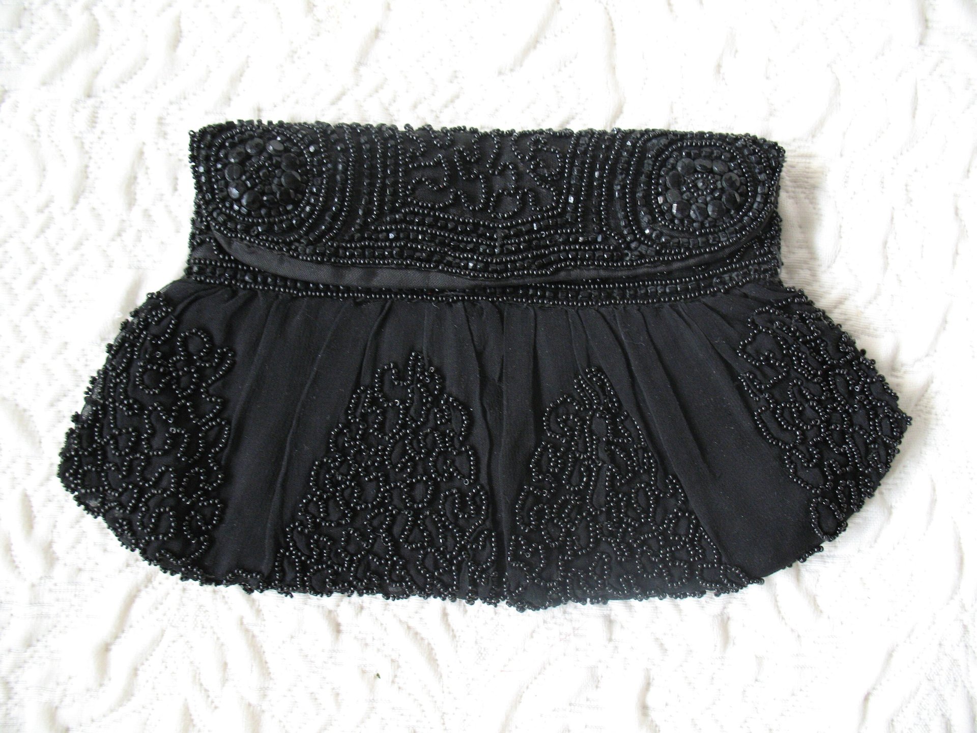 Vintage Black Beaded Purse Evening Bag Mid Century Retro Classic Glamour Dance Cocktail Party Steampunk Mid Century Cosplay WhenRosesBloom