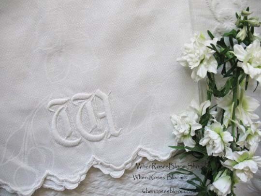 Vintage Linen Towel White Monogram W Initial Wedding Keepsake  Heirloom Embroidery Tea Towel Spa  Farmhouse Cottage Style WhenRosesBloom