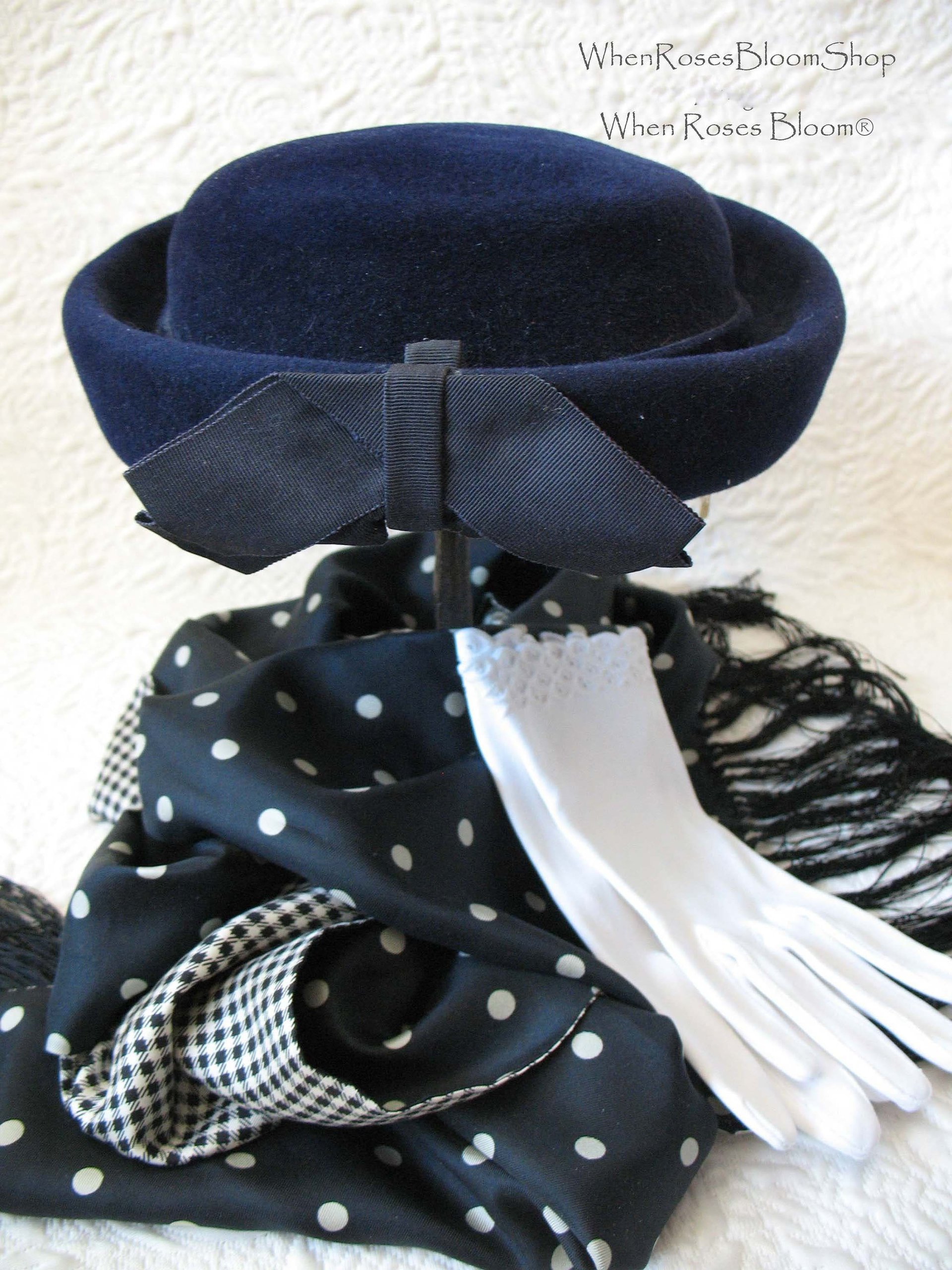 Vintage Hat Blue Wool Toque Sailor Bubble Classic Elegant 1950-60s Cosplay Mid Century Mod French schoolgirl Audrey Hepburn  WhenRosesBloom