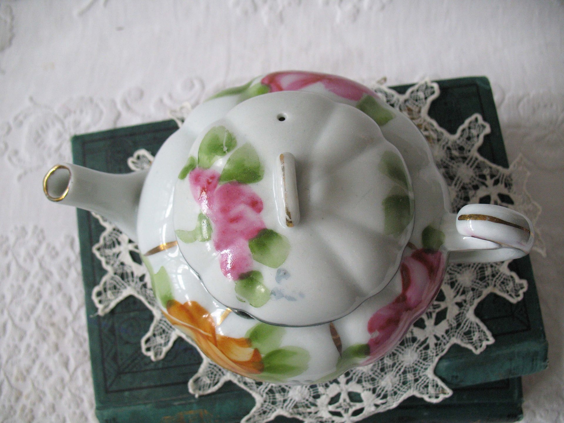 Vintage Tea Pot Nippon China Japan Pink & Yellow Roses Retro  Tea Gift  Farmhouse Cottage Shabby Chic Downton Classic Tea WhenRosesBloom