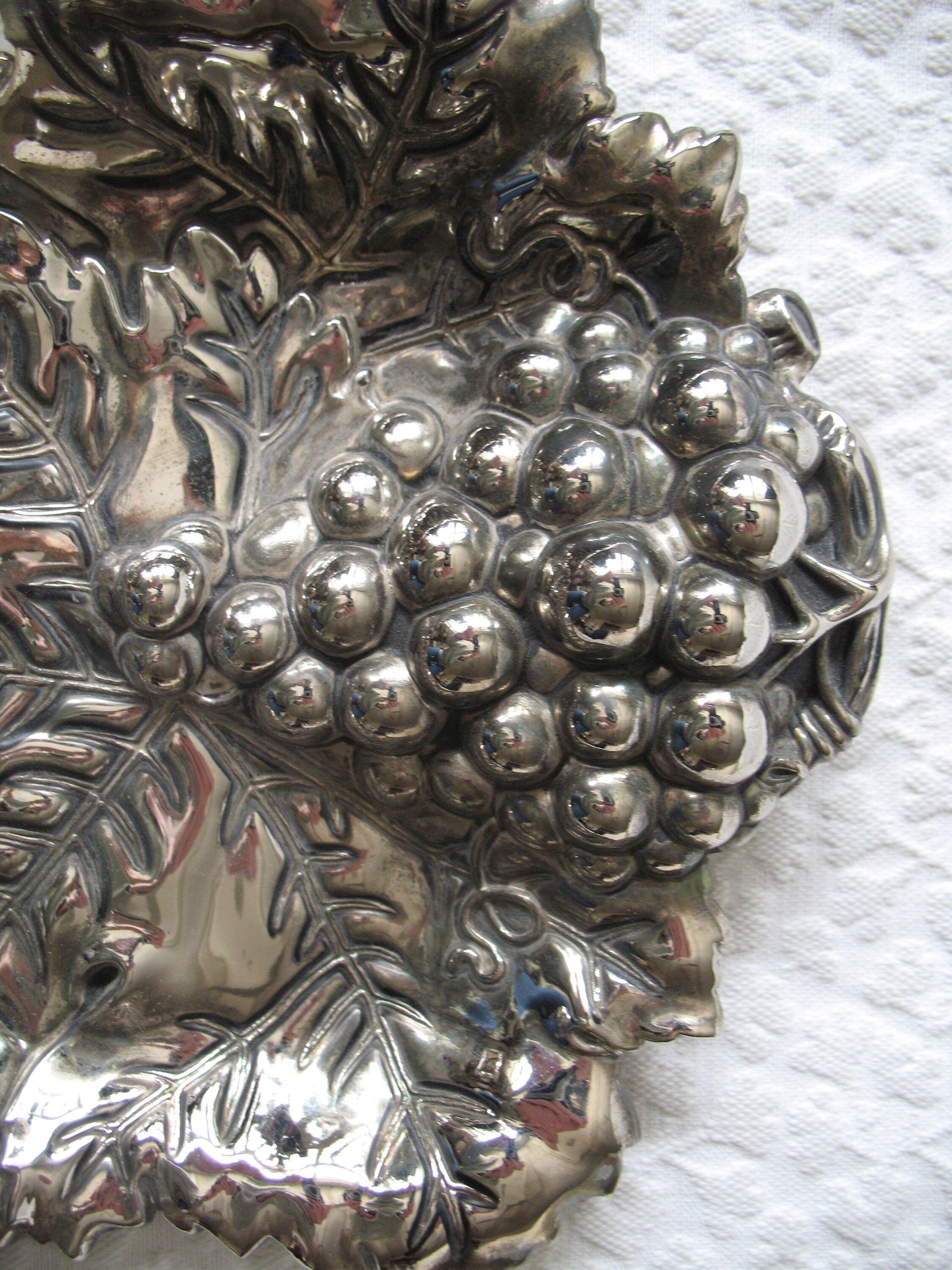 Vintage Silver Embossed Dish Grapes Tea Party Wedding Birthday Entertaining Tea Gift Silver Rococo Elegant Shabby Chic   WhenRosesBloom