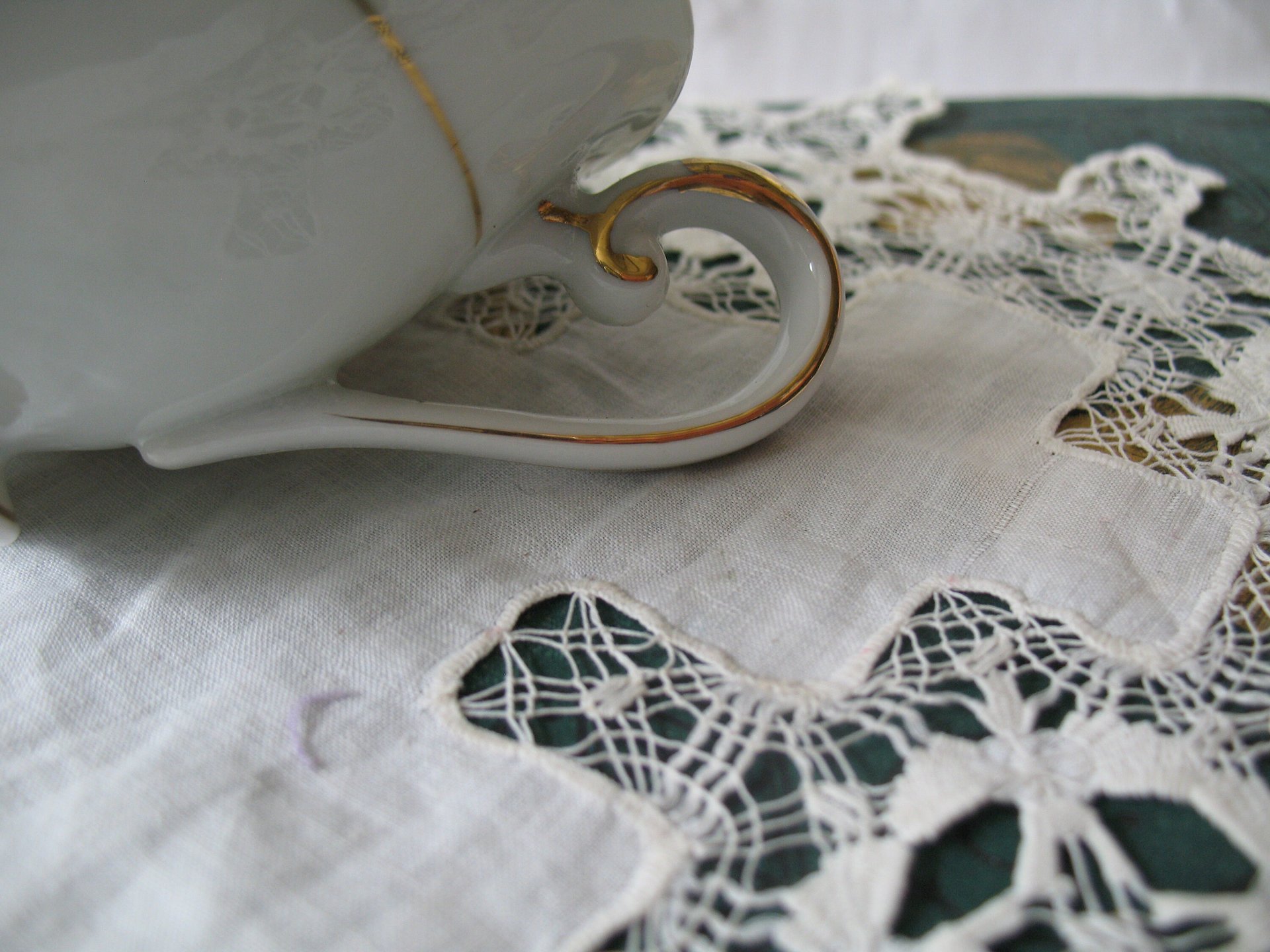 Vintage Footed Tea Cup Green White Floral Lily Japan Mid Century Modern Retro Tea Time Shabby Chic Cottage Farmhouse Tea Gift WhenRosesBloom