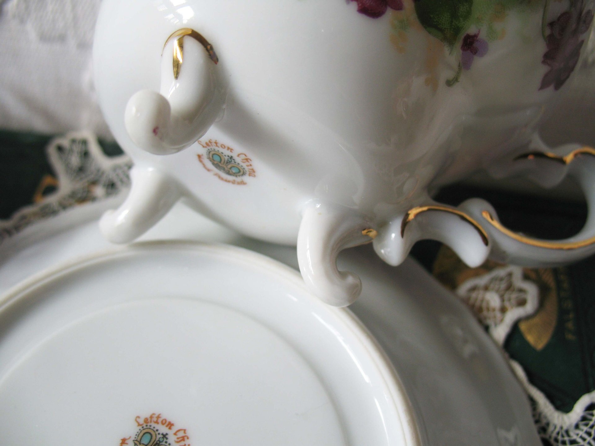 Vintage Footed Tea Cup Violets Japan Lefton Mid Century Retro Tea Time Birthday Gift Cottage Farmhouse Shabby Chic Style WhenRosesBloom