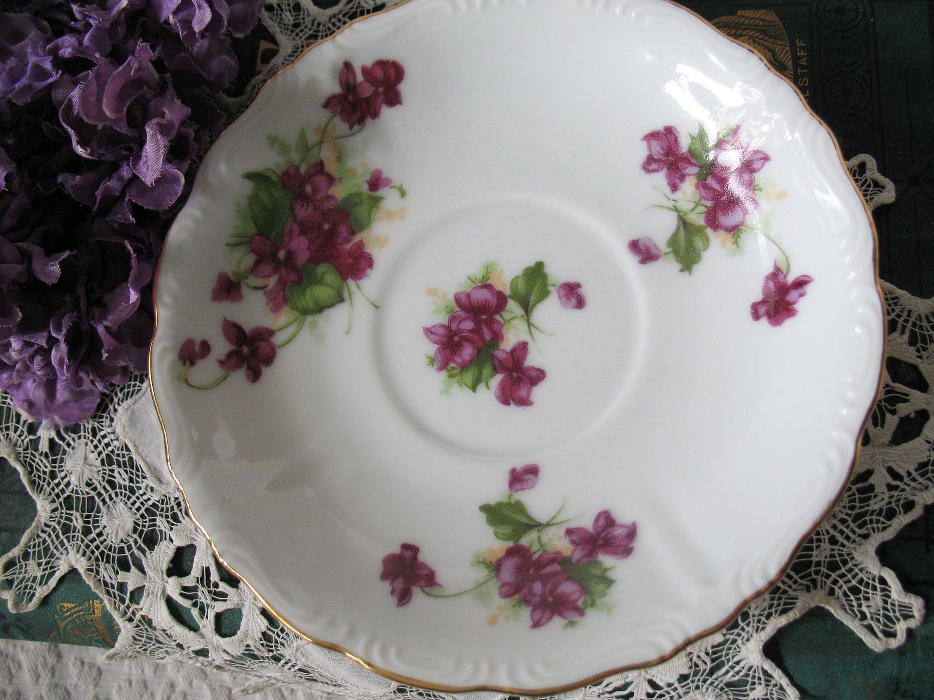 Vintage Footed Tea Cup Violets Japan Lefton Mid Century Retro Tea Time Birthday Gift Cottage Farmhouse Shabby Chic Style WhenRosesBloom