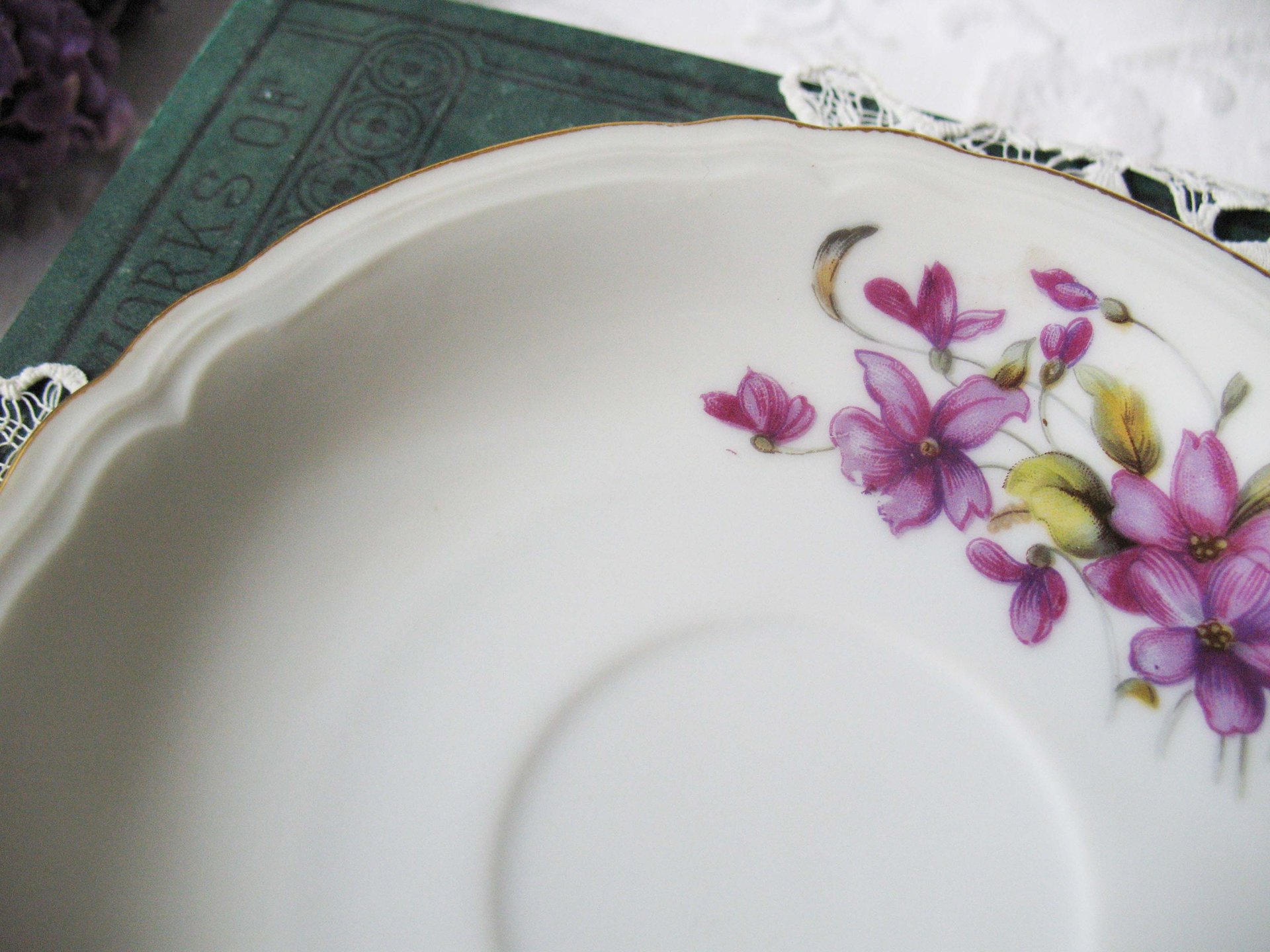 Tea Cup Footed Purple Violets Made in Japan Vintage Retro TeaTime Dainty Teacup Gift Mid Century  Shabby Chic Cottage WhenRosesBloom