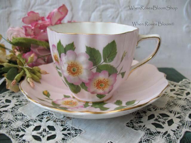 Vintage Tea Cup Pink Floral Roses English Bone China Retro TeaTime Gift  Dainty Mid Century Style Shabby Chic  WhenRosesBloom Classic Tea