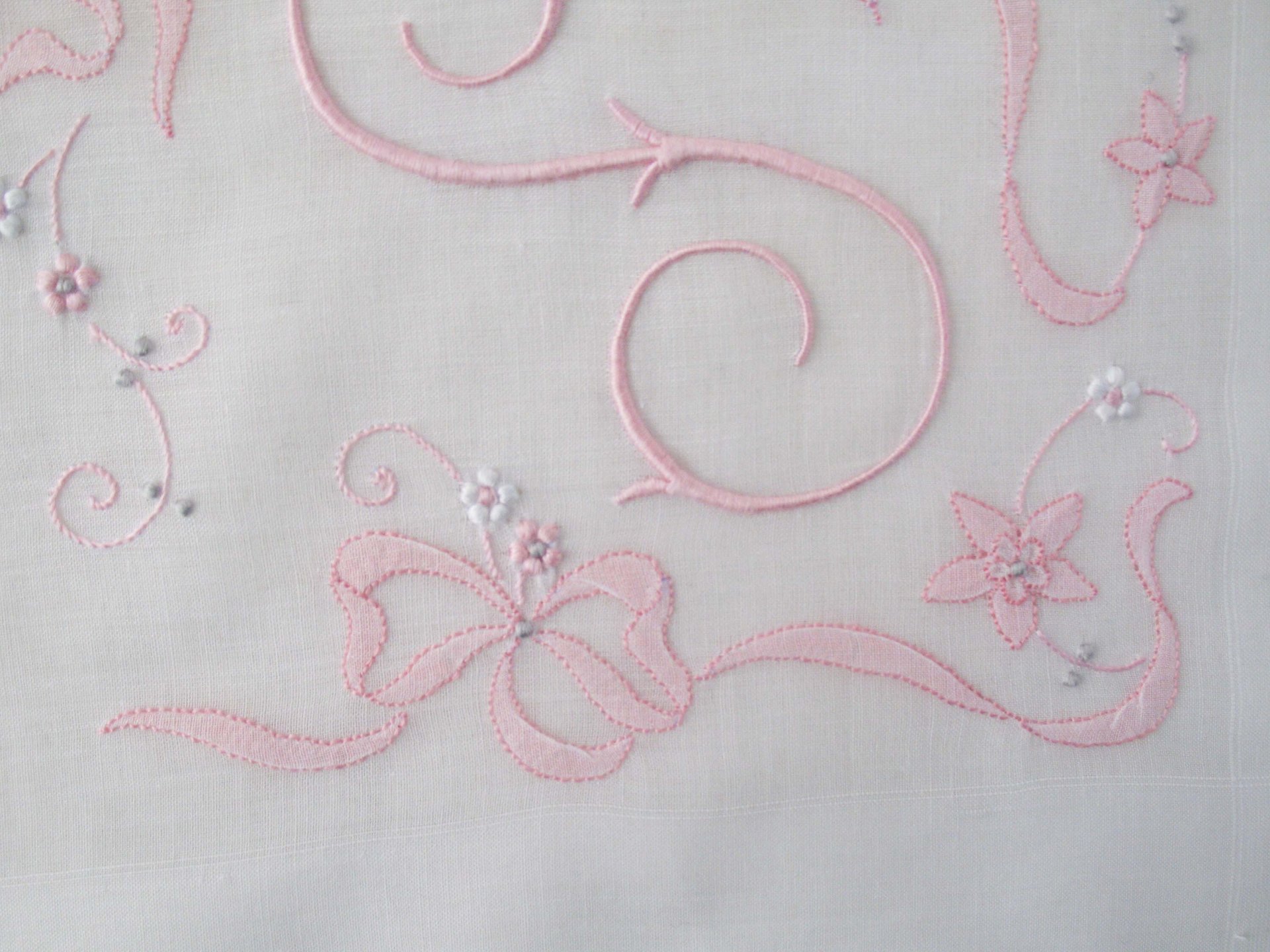 Vintage Hanky S Initial Monogram Pink Wedding Keepsake Remembrance Heirloom Madeira Embroidery Handkerchief Free Ship  US  WhenRosesBloom