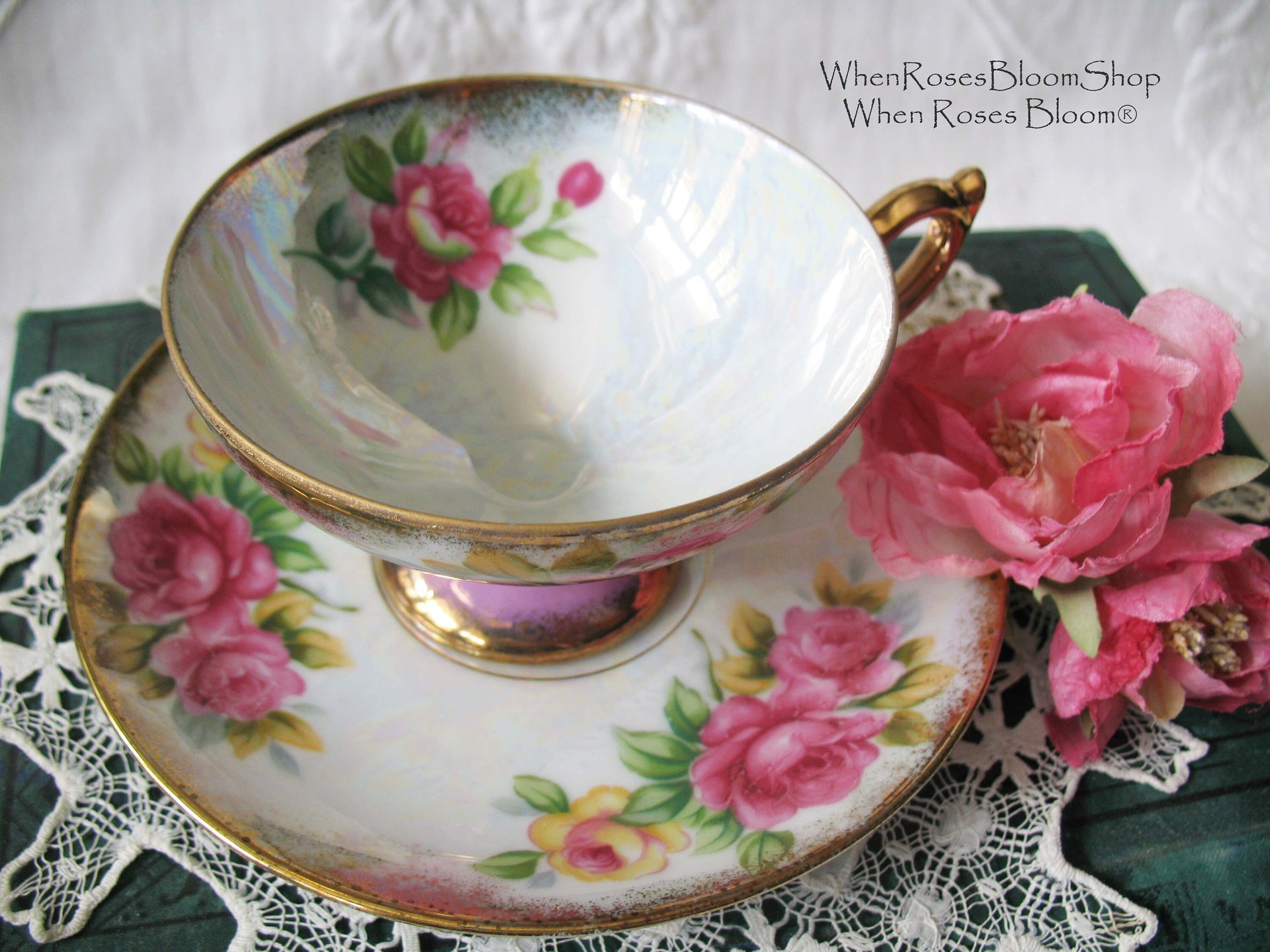Vintage Footed Tea Cup Pink Roses Made Japan Mid Century Retro Elegant Tea Gift Victoria Downtown Tea Cottage Shabby Chic WhenRosesBloom