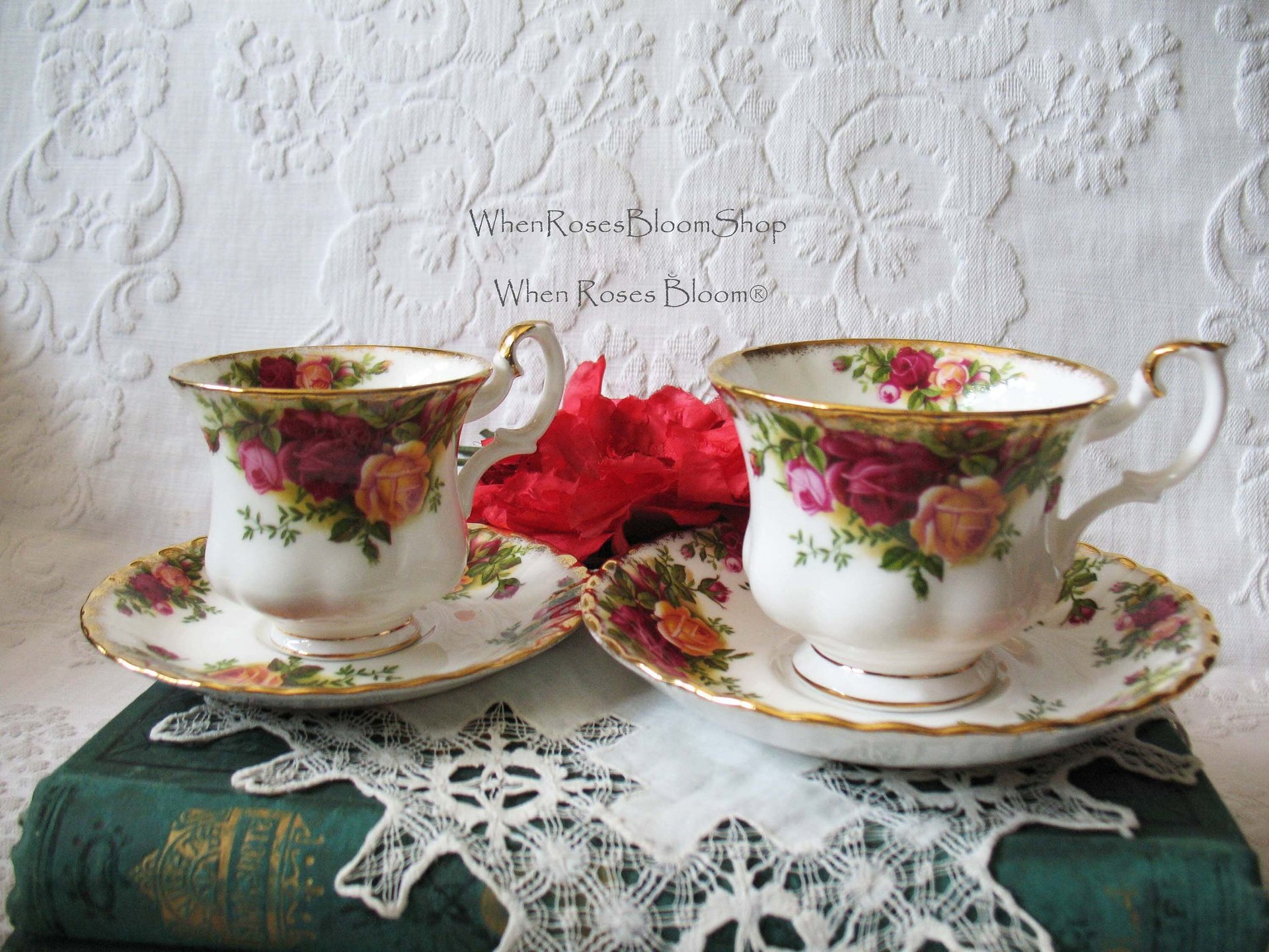 Tea Cup Old Country Roses Mommy & Me set Royal Albert English Bone China Rare Vintage Retro TeaTime Gift  Mid Century WhenRosesBloom