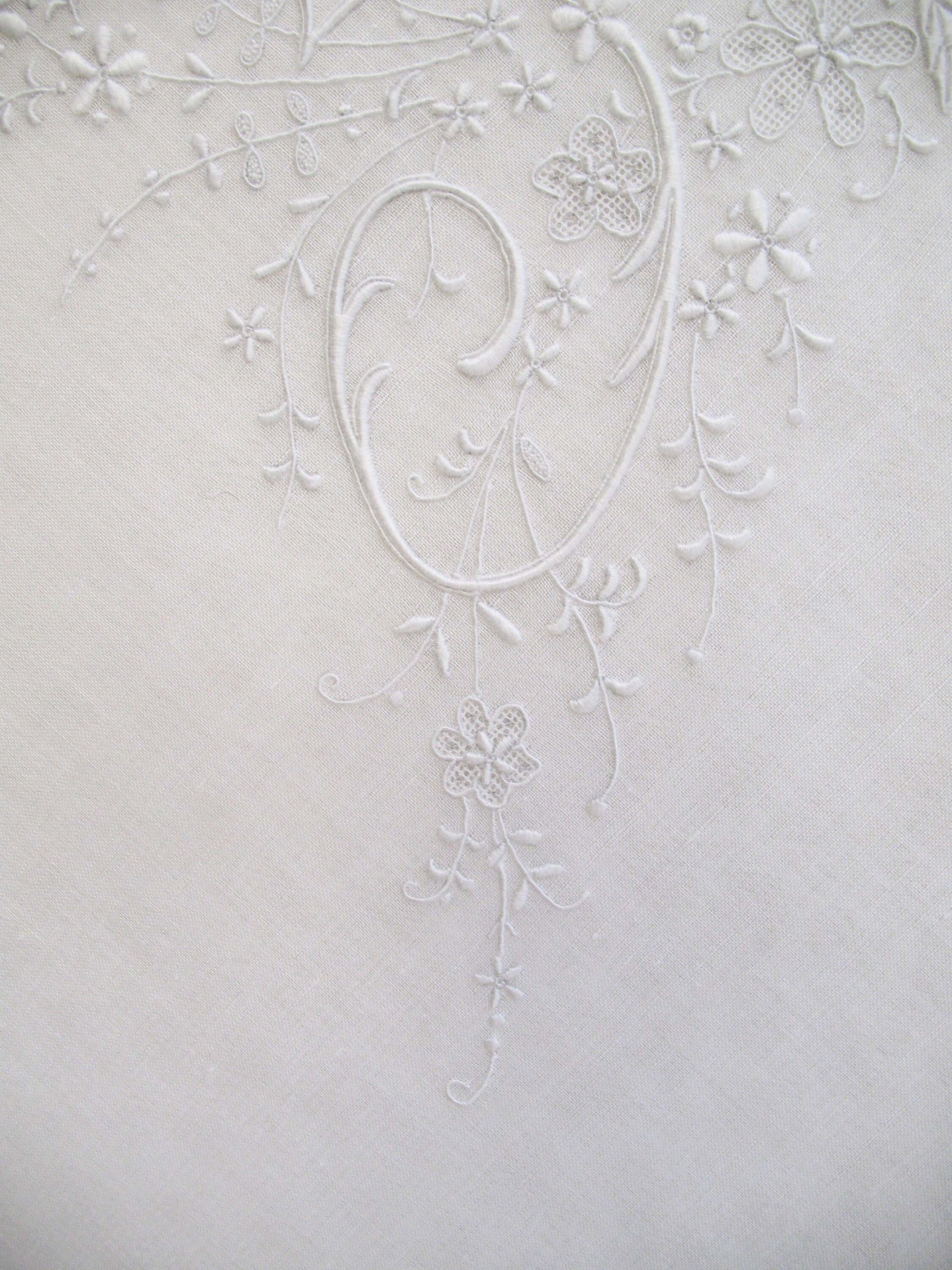 Vintage White Hanky G Initial Monogram Madeira Embroidery Wedding Keepsake Remembrance Heirloom  Handkerchief  Free Ship  US  WhenRosesBloom