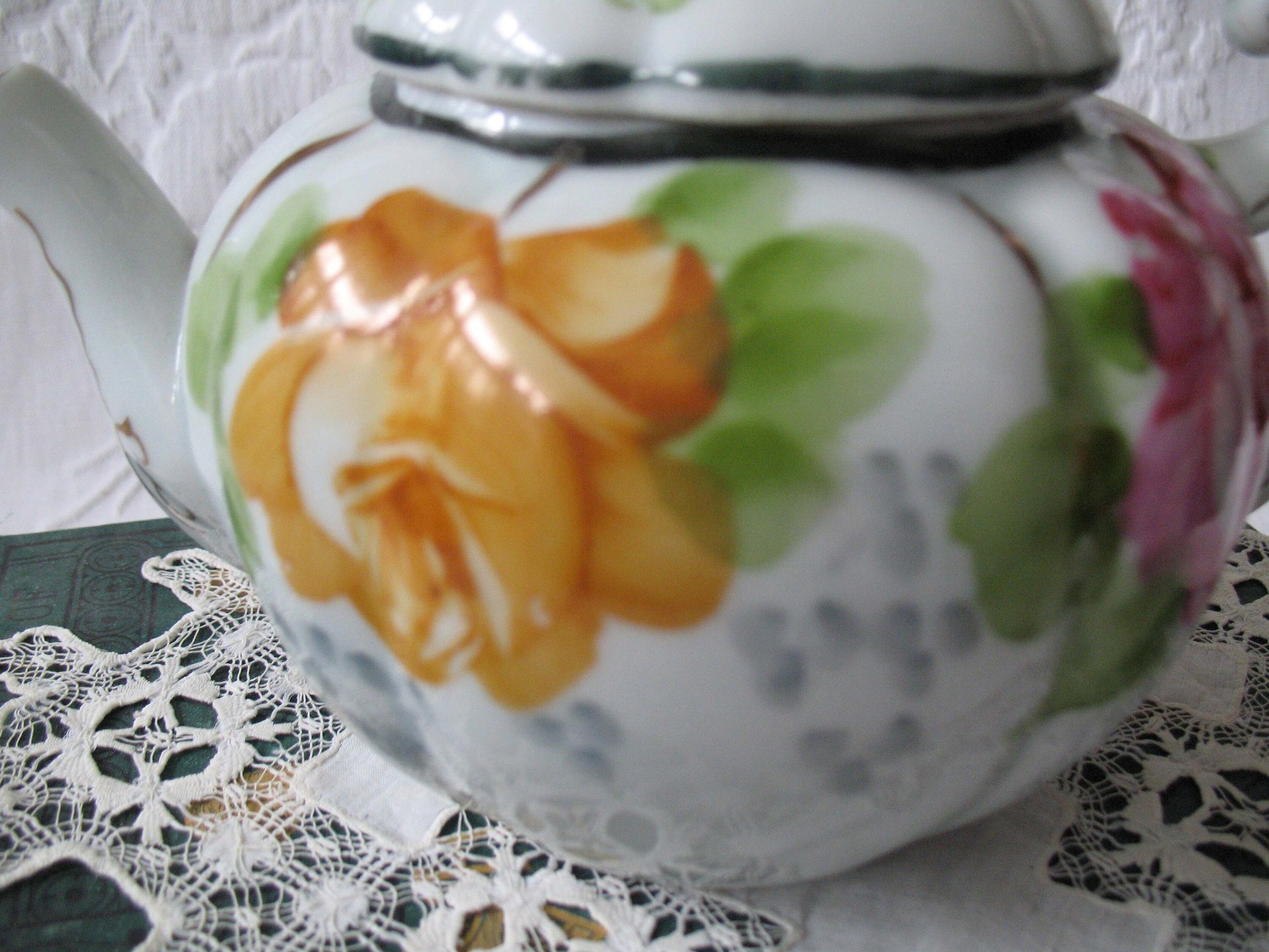 Vintage Tea Pot Nippon China Japan Pink & Yellow Roses Retro  Tea Gift  Farmhouse Cottage Shabby Chic Downton Classic Tea WhenRosesBloom