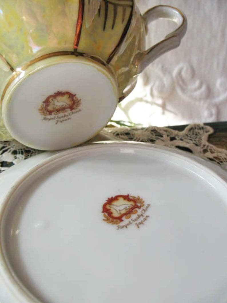 Vintage Yellow Fancy Tea Cup Royal Sealy Japan Mid Century Retro Tea Gift Downton Abbey Elegant Tea Cottage Shabby Chic When Roses Bloom