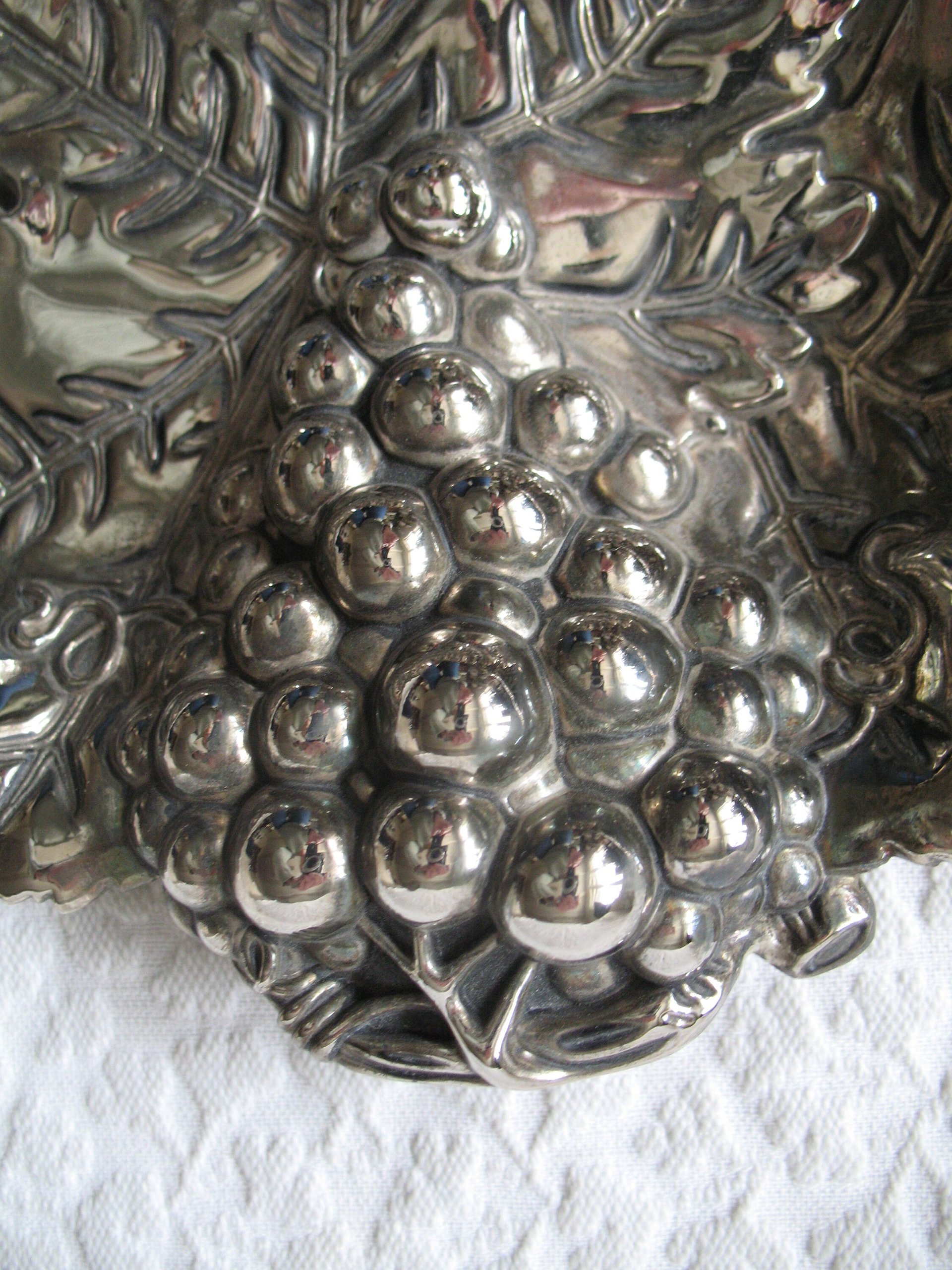 Vintage Silver Embossed Dish Grapes Tea Party Wedding Birthday Entertaining Tea Gift Silver Rococo Elegant Shabby Chic   WhenRosesBloom