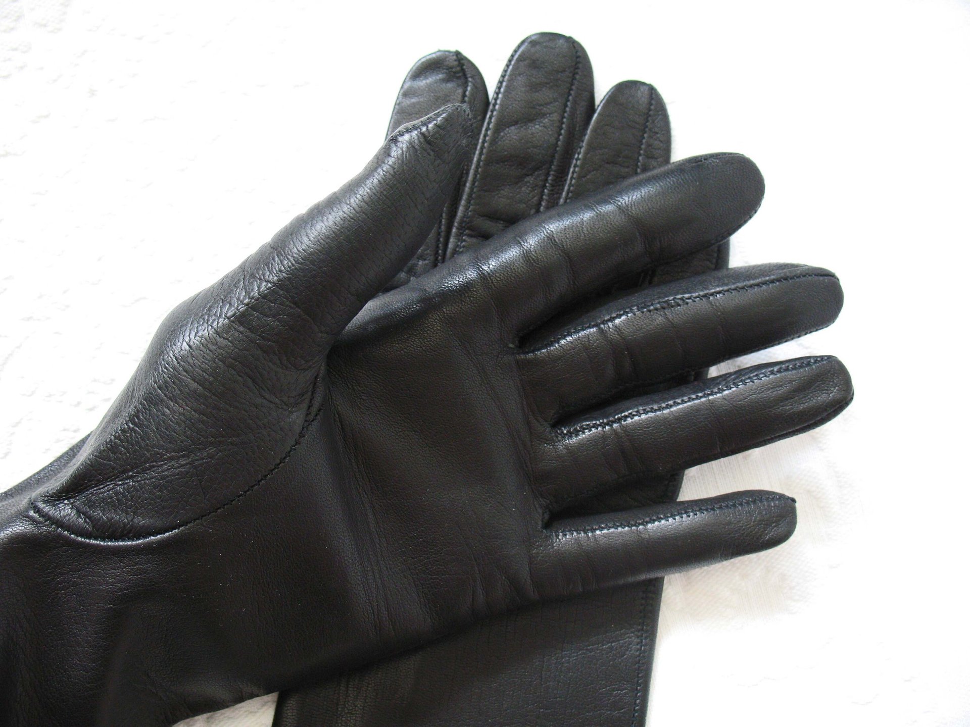 Vintage Gloves Black Kid Leather Matinee Mid Century Style NOS Lg Size Downton Miss Fisher Steampunk Cosplay Free  Ship USA   WhenRosesBloom