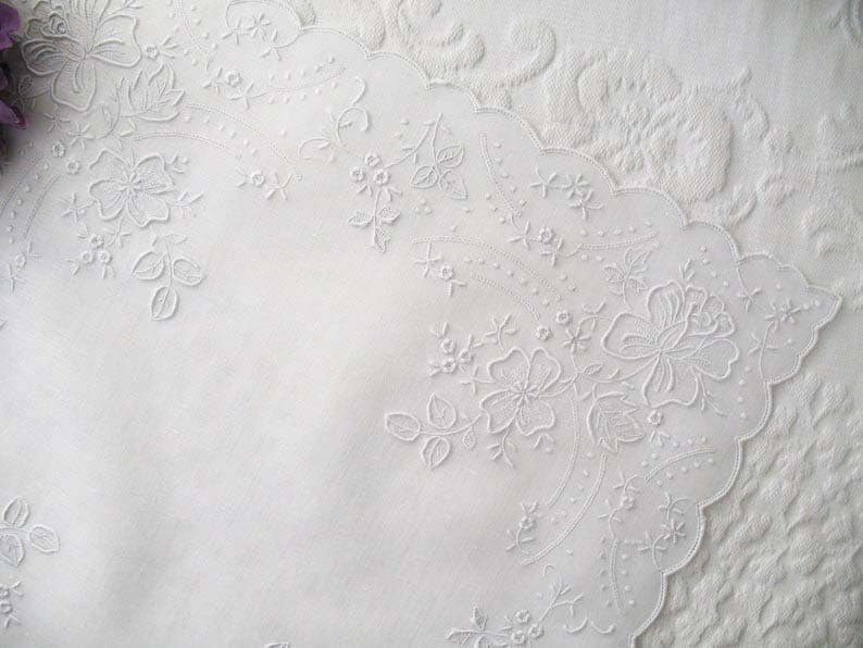Vintage Madeira Hanky  Wedding Keepsake Mother of the Bride Remembrance Heirloom NOS Fancy Floral Embroidery  FREE Ship  US  WhenRosesBloom