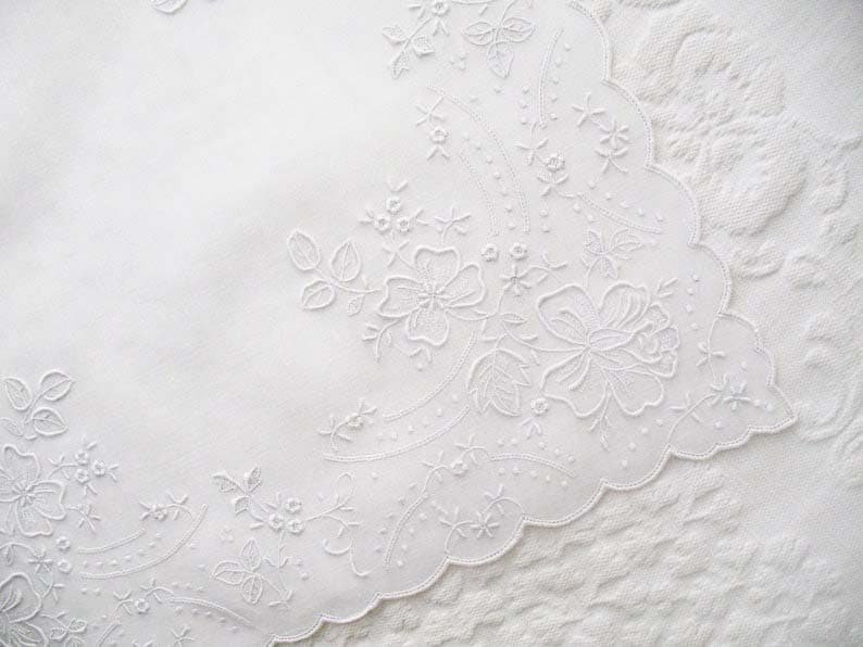 Vintage Madeira Hanky  Wedding Keepsake Mother of the Bride Remembrance Heirloom NOS Fancy Floral Embroidery  FREE Ship  US  WhenRosesBloom
