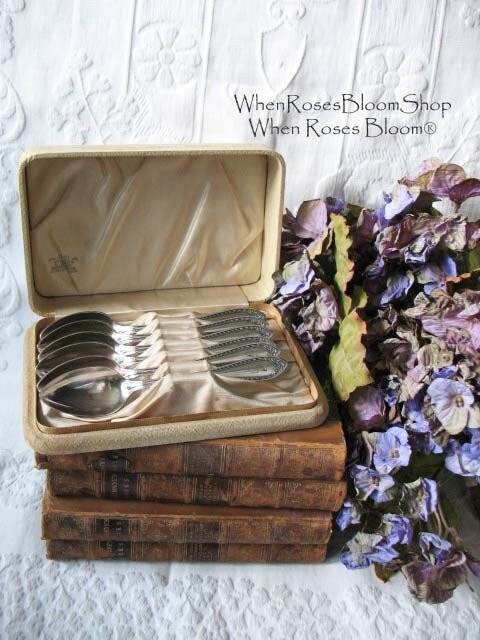 Silver Tea Spoons Sheraton Pattern Set 6 Circa 1910 Vintage Tea Dessert Presentation Box Gift  Antique Victorian WhenRosesBloom