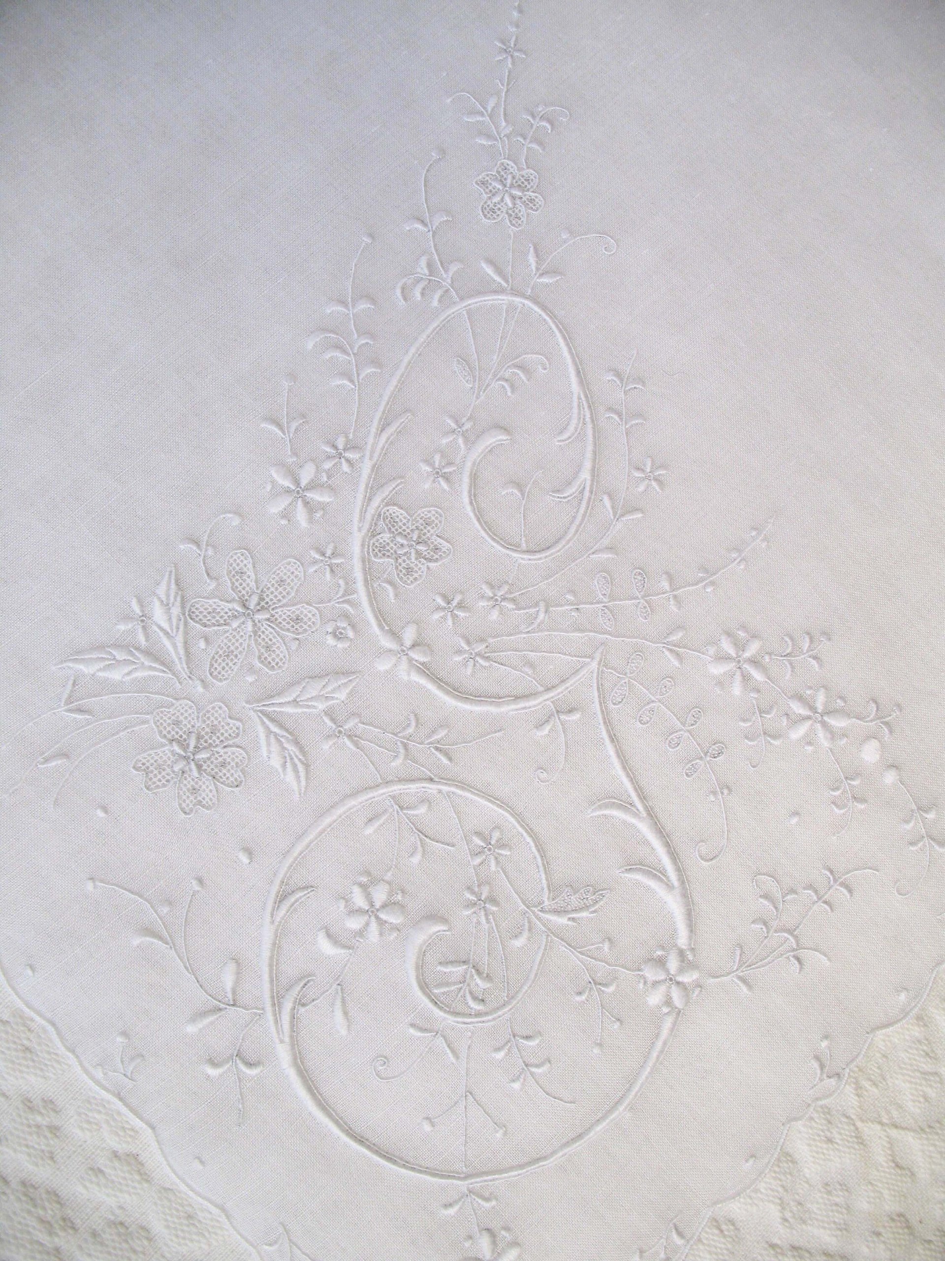 Vintage White Hanky G Initial Monogram Madeira Embroidery Wedding Keepsake Remembrance Heirloom  Handkerchief  Free Ship  US  WhenRosesBloom