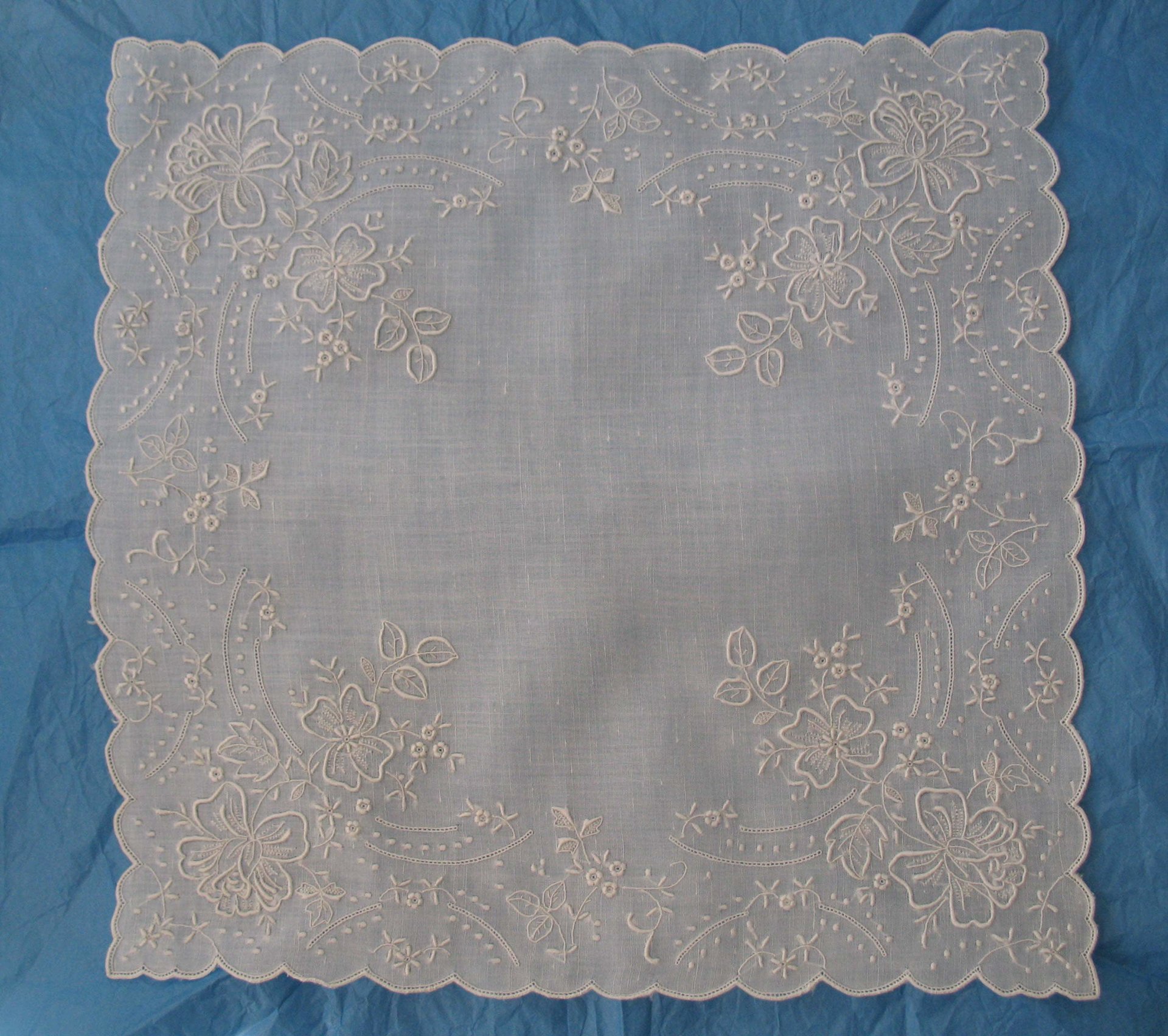 Vintage Madeira Hanky  Wedding Keepsake Mother of the Bride Remembrance Heirloom NOS Fancy Floral Embroidery  FREE Ship  US  WhenRosesBloom
