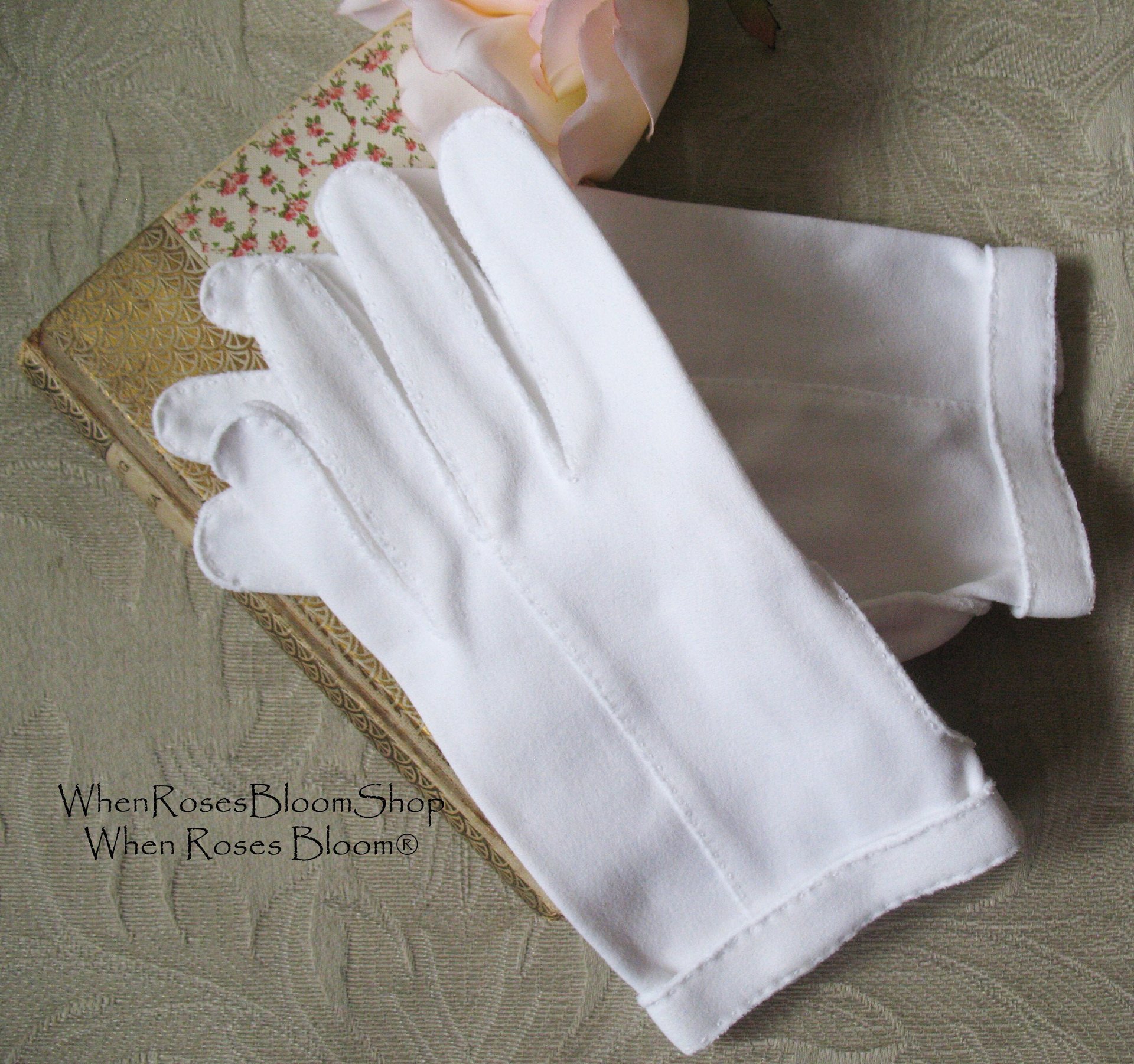 Vintage White Gloves Tea Party Retro Wedding Bride Bridesmaid  1st Communion Mid Century Minimalist Chic   Free Shipping US WhenRosesBloom