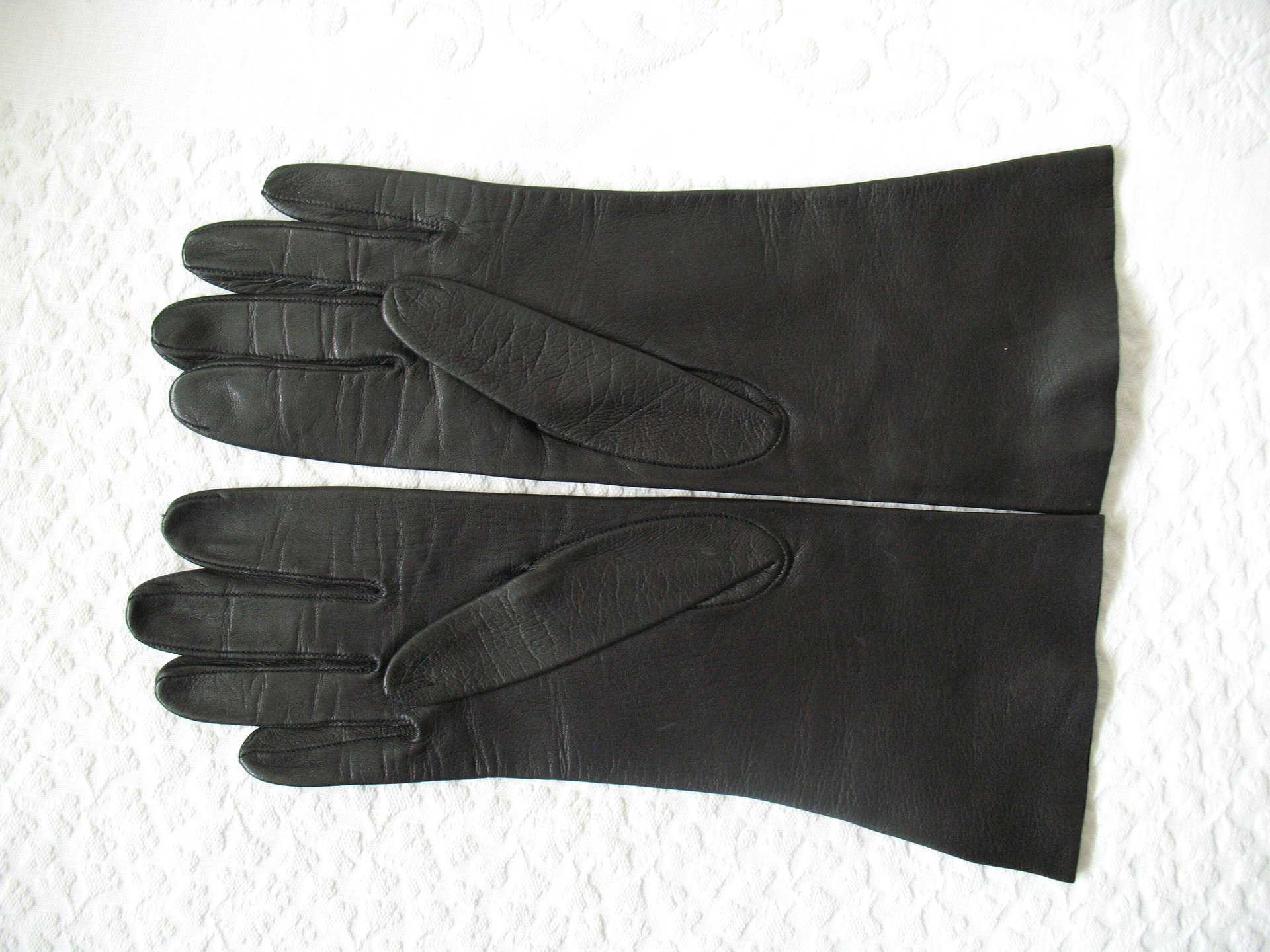 Vintage Gloves Black Kid Leather Matinee Mid Century Style NOS Lg Size Downton Miss Fisher Steampunk Cosplay Free  Ship USA   WhenRosesBloom