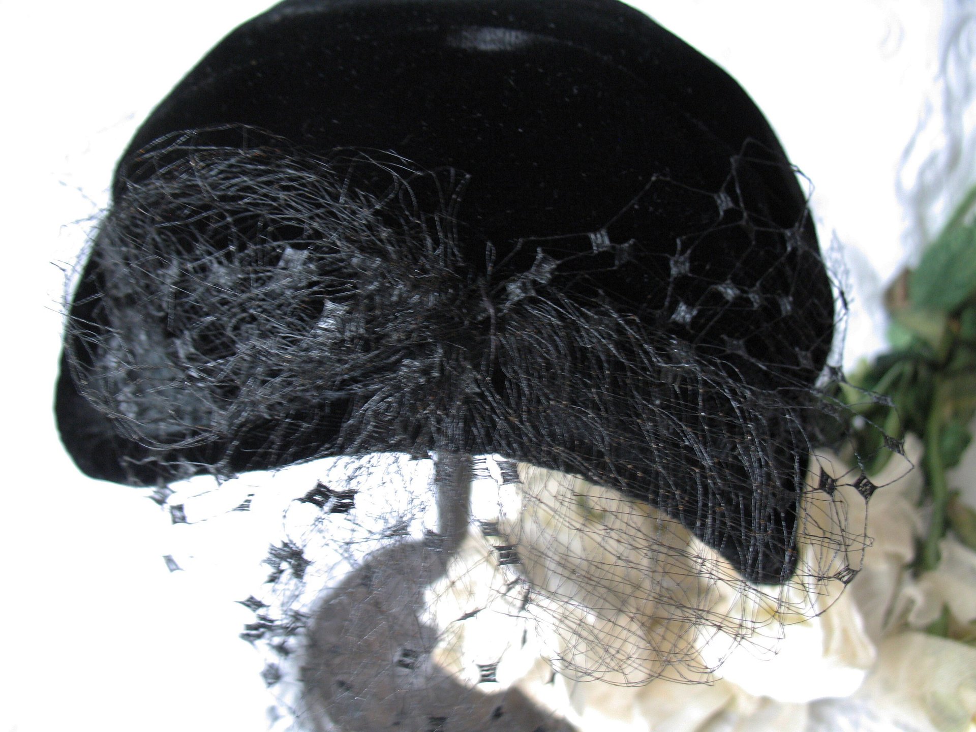 Black Velvet Hat 1950's Vintage Miss Fisher Downton Abbey Cosplay Mid Century Royal Style WhenRosesBloom