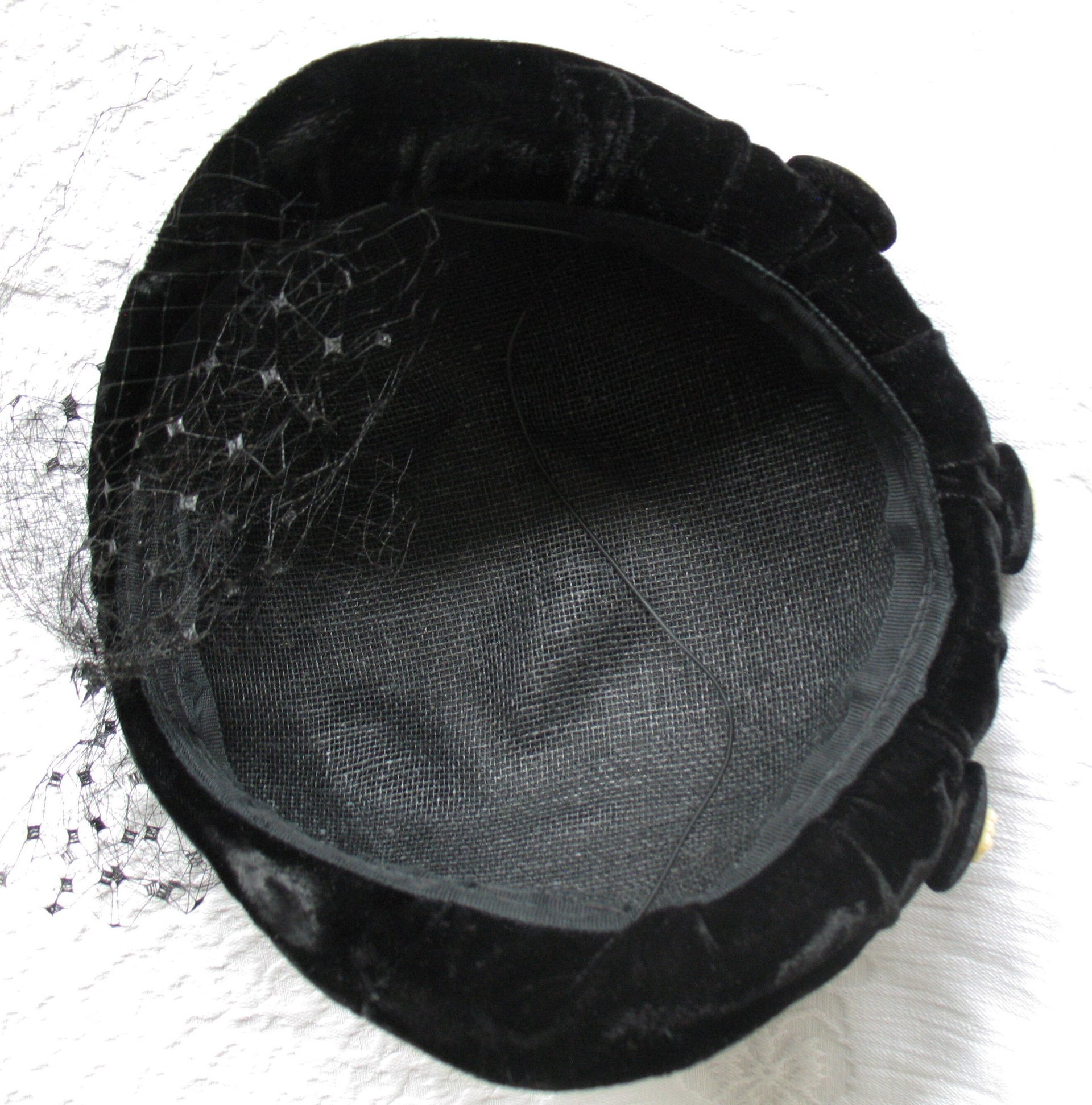 Black Velvet Hat 1950's Vintage Miss Fisher Downton Abbey Cosplay Mid Century Royal Style WhenRosesBloom