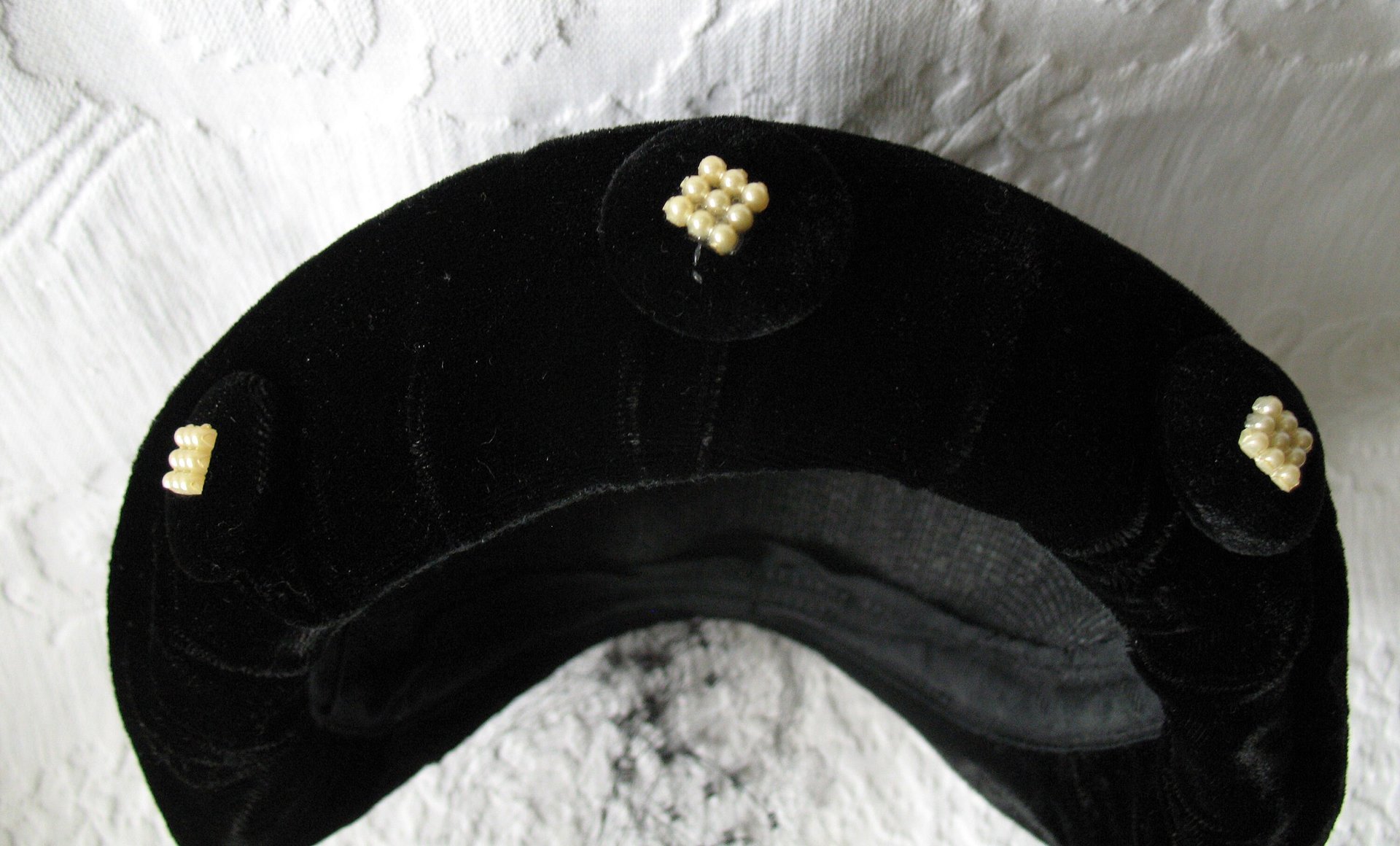 Black Velvet Hat 1950's Vintage Miss Fisher Downton Abbey Cosplay Mid Century Royal Style WhenRosesBloom