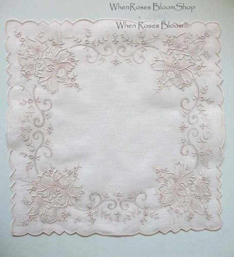 Vintage Madeira Hanky Antique Ornate Heirloom Wedding Keepsake Remembrance Heirloom Embroidery Free Ship  US  WhenRosesBloom