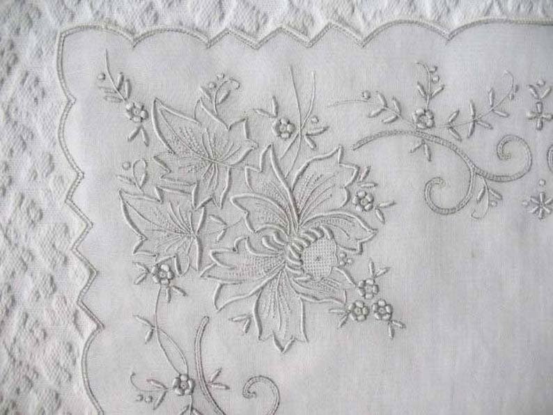 Vintage Madeira Hanky Antique Ornate Heirloom Wedding Keepsake Remembrance Heirloom Embroidery Free Ship  US  WhenRosesBloom