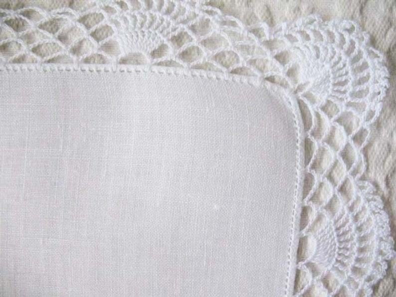 Vintage White Hanky Crochet Lace Wedding Heirloom Classic Keepsake  Remembrance Handkerchief Baby Gift   Free shipping in US  WhenRosesBloom