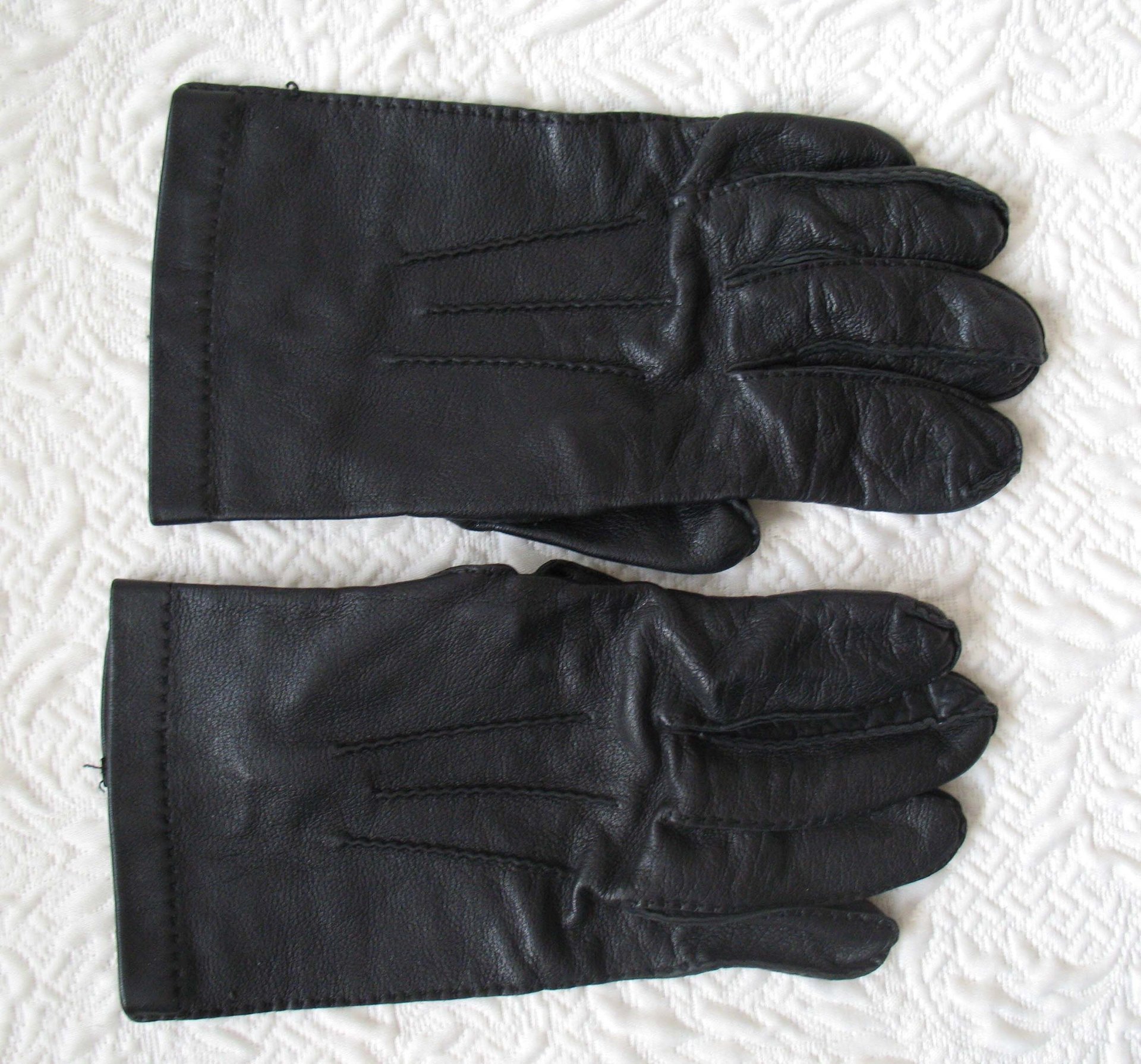 Gloves Size 9 Black Leather Vintage Downton Steampunk Victorian Austen Gentleman Dandy Cosplay Style Shipping Incl. in USA WhenRosesBloom