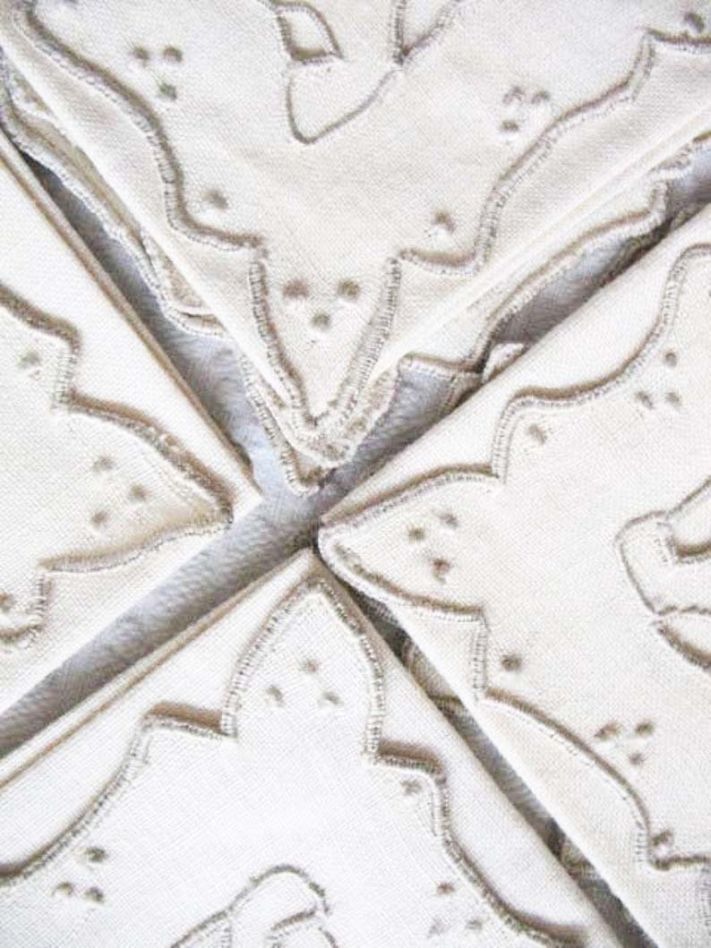 Vintage Madeira Napkins Set/4 Cutwork Embroidery Heirloom Linens NOS new old stock elegant tea napkins Shabby Chic Cottage  When Roses Bloom