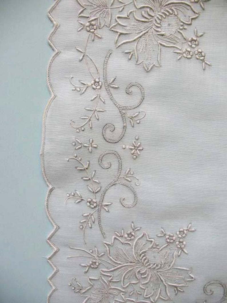 Vintage Madeira Hanky Antique Ornate Heirloom Wedding Keepsake Remembrance Heirloom Embroidery Free Ship  US  WhenRosesBloom
