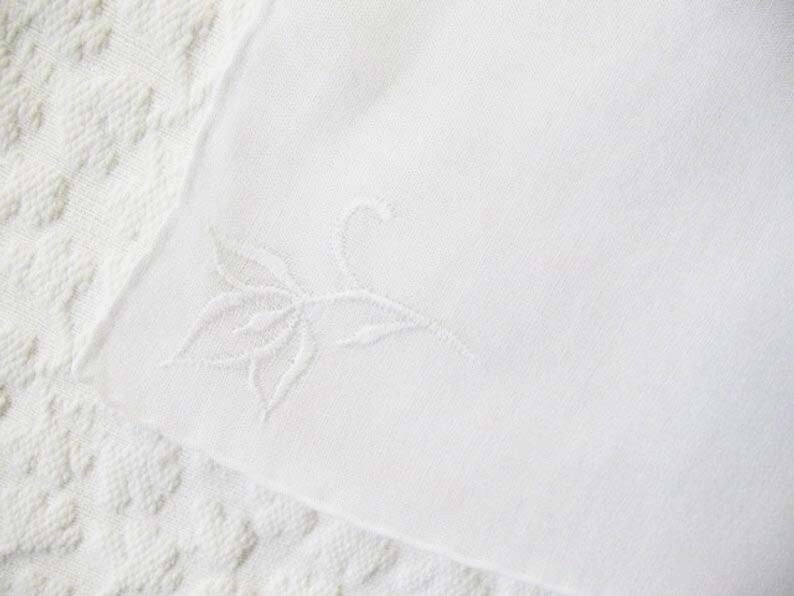 Vintage White Hanky Wedding Keepsake Remembrance Heirloom Embroidery Classic Romantic Handkerchief FREE Ship in US  WhenRosesBloom