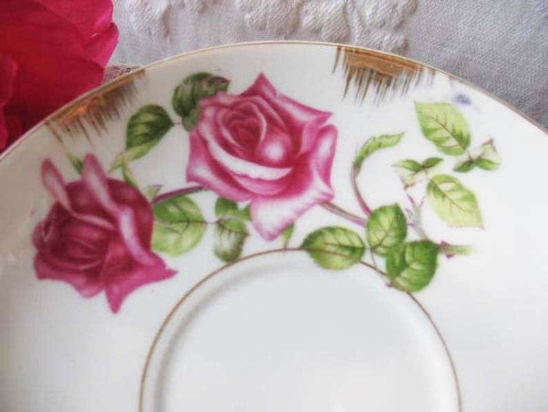 Vintage Teacup Lefton Pink Roses Footed China Retro Tea Dainty Decorative Tea Gift Mid Century Shabby Chic WhenRosesBloom Classic Tea