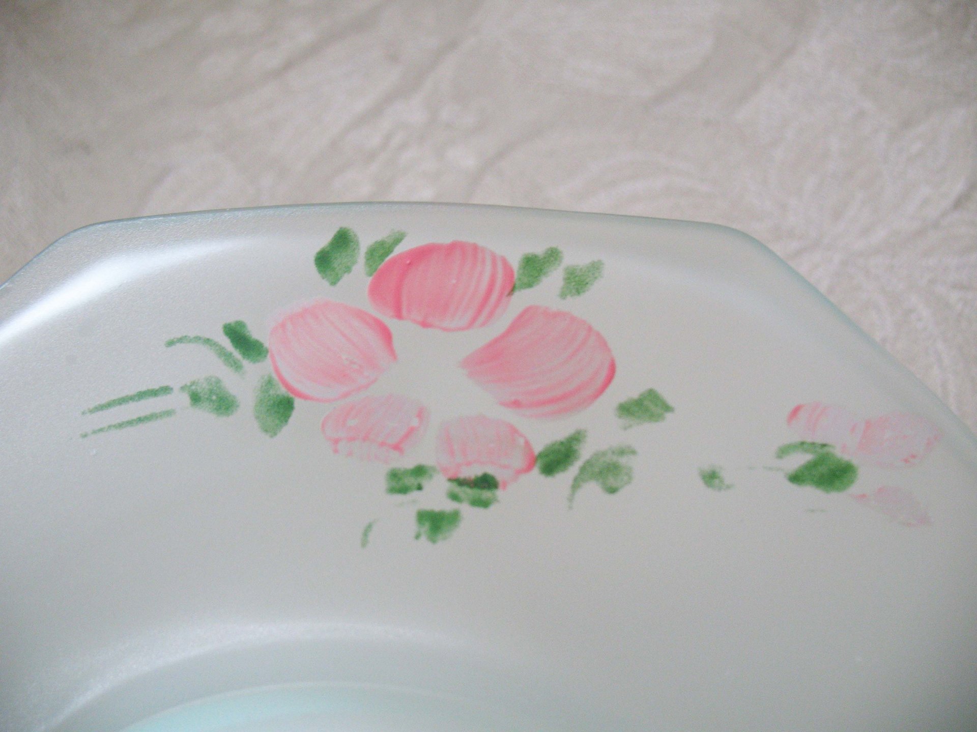 Green Depression Frosted Satin Glass Basket Candy Dish Pink Roses Vintage Retro Tea Time Gift Farmhouse Shabby Chic Style WhenRosesBloom