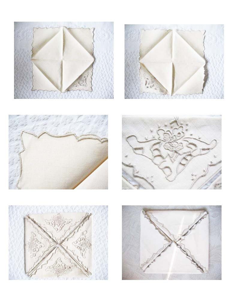 Vintage Madeira Napkins Set/4 Cutwork Embroidery Heirloom Linens NOS new old stock elegant tea napkins Shabby Chic Cottage  When Roses Bloom