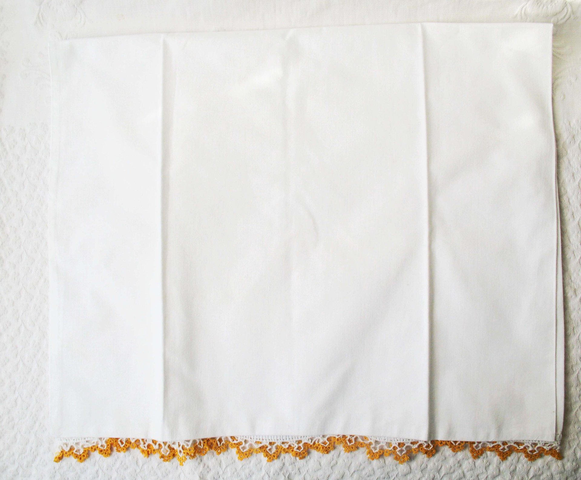 Pillowcase Tatted Lace Edge Flower Basket Heirloom New Old Shabby Chic Farmhouse Cottage Style Free Shipping in US WhenRosesBloom