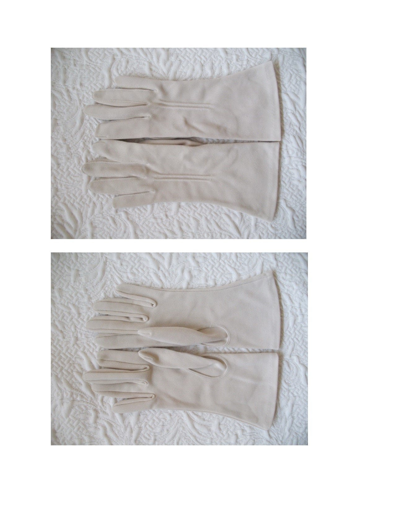 Vintage Gloves Beige  Fabric Sz 6  Matinee Bracelet Length Elegant Classic Mid Century Mod Cocktail Party Style  Free Ship US WhenRosesBloom