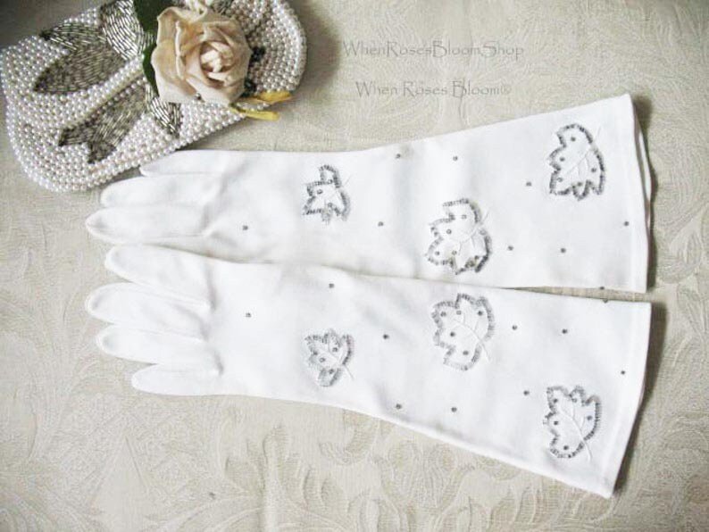 Vintage Long White Gloves  Wedding Dance Mid Century Retro Hollywood Glamour Miss Fisher Downton Cosplay FREE SHIP in US   WhenRosesBloom