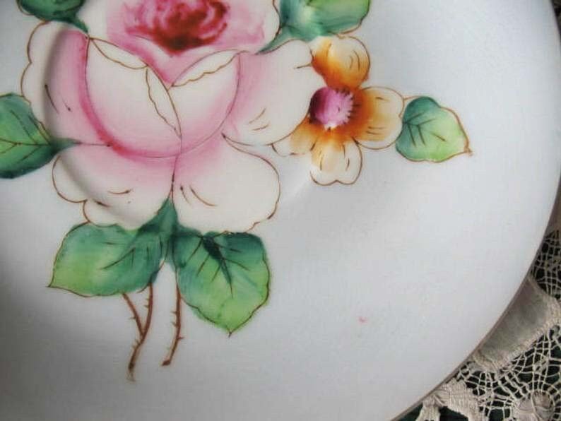Vintage Tea Cup Footed Blue Pink Roses Made in Japan Tea Time Gift Mid Century Victoria Downton Abbey Cottage Shabby Chic WhenRosesBloom